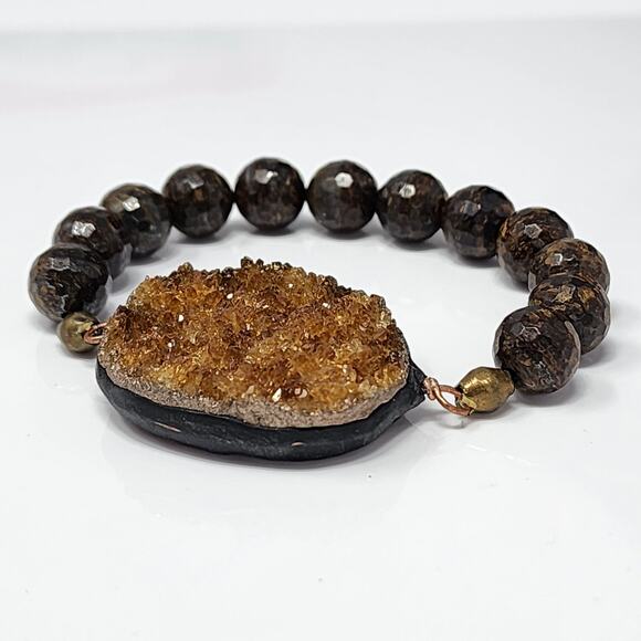 Genuine Agate Geode Boho Bracelet - Picture 3 of 5